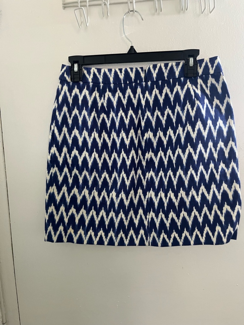 J.Crew A-Line Navy and White Zigzag Skirt - Picture 2 of 8
